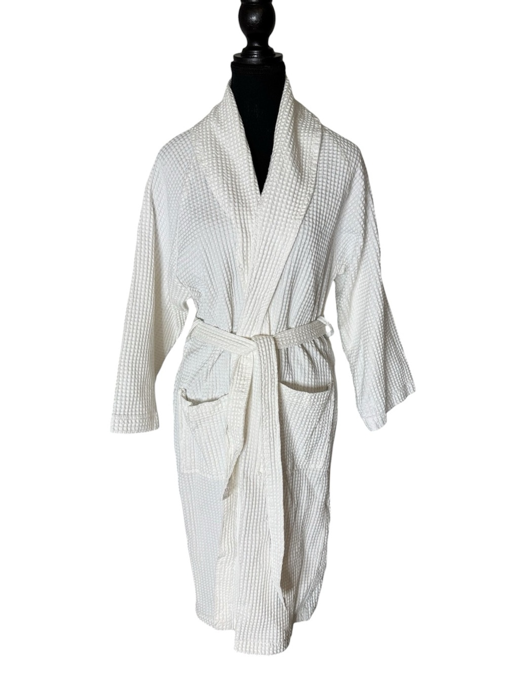 AQUARIUS BATH FASHIONS White Waffle Bath Robe Housecoat Hotel Spa Unisex Sz XL